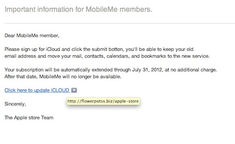 Usuarios de MobileMe comienzan a recibir correos falsos de iCloud