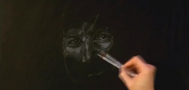 TimeLampse de Steve Jobs dibujado con carbon blanco