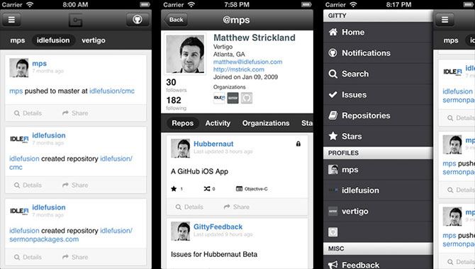 GitHub para iPhone con Gitty