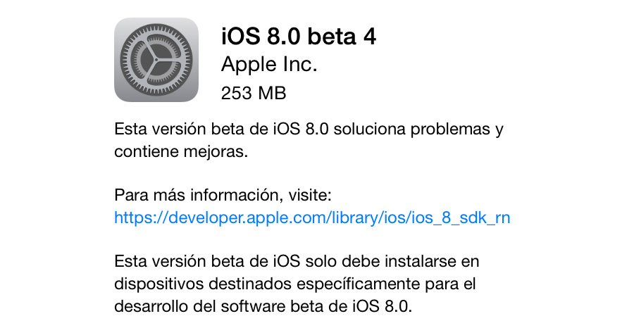 iOS 8.0 beta 4