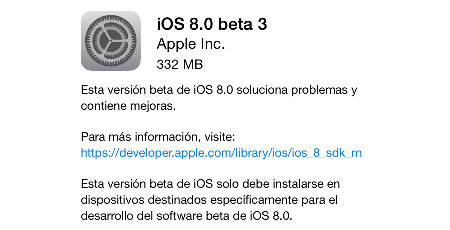 iOS 8.0 beta 3