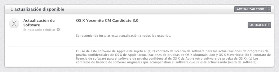 OS X Yosemite Golden Master 3.0