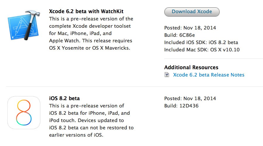 iOS 8.2 beta y Xcode 6.2 beta con WatchKit