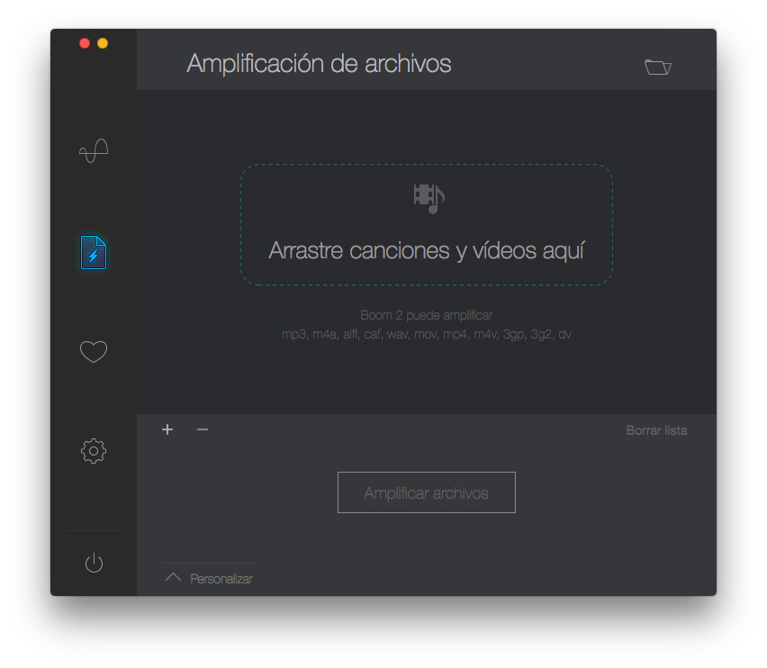 Amplificación de archivos en Boom 2