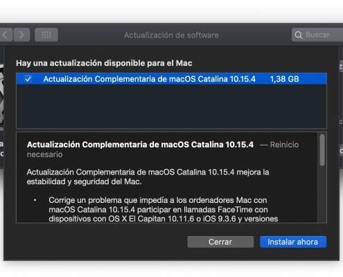 Actualización Complementaria de macOS Catalina 10.15.4